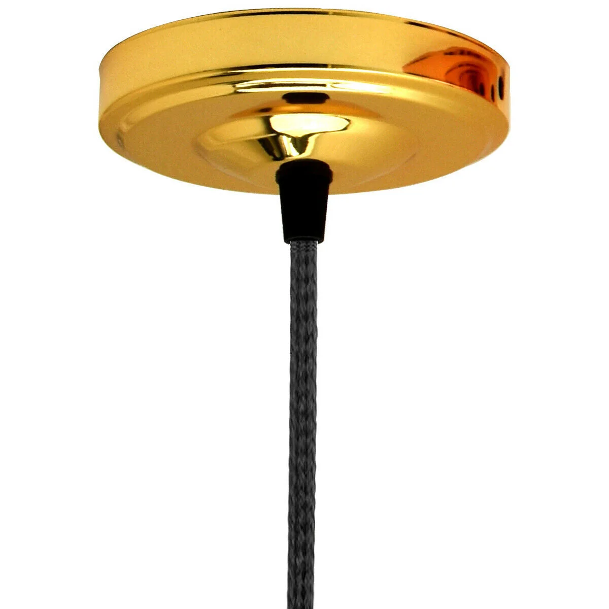 Metallic French gold side fitting ceiling rose with 108mm diameter and central hole for light fitting suspension