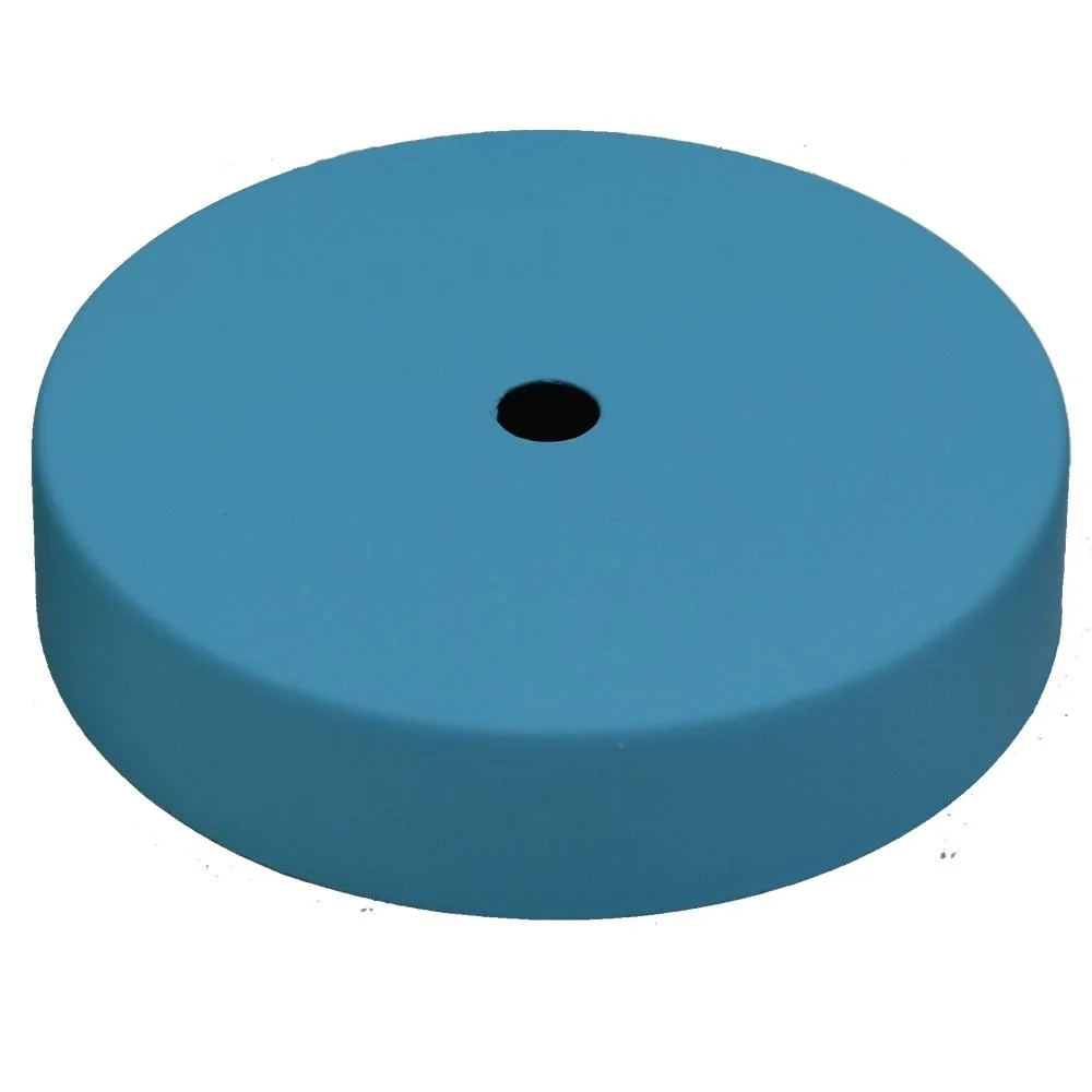 Round blue decorative ceiling rose with vintage industrial pendant design, 100mm diameter, metal finish