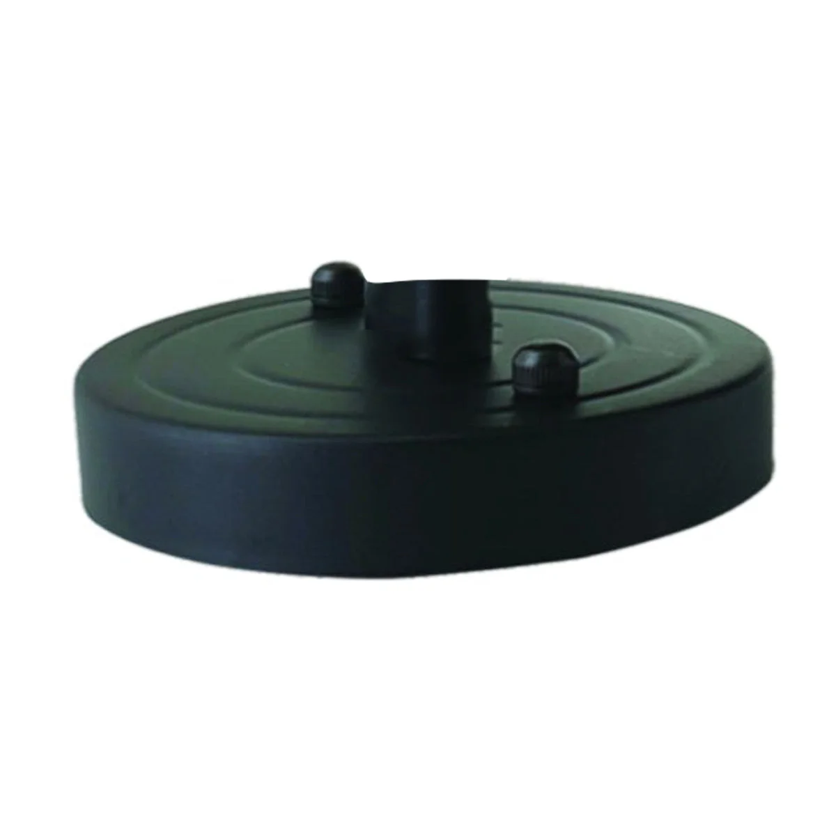 Vintage ceiling rose with multicolour metal finish and black cord grip, includes matching screws on white background