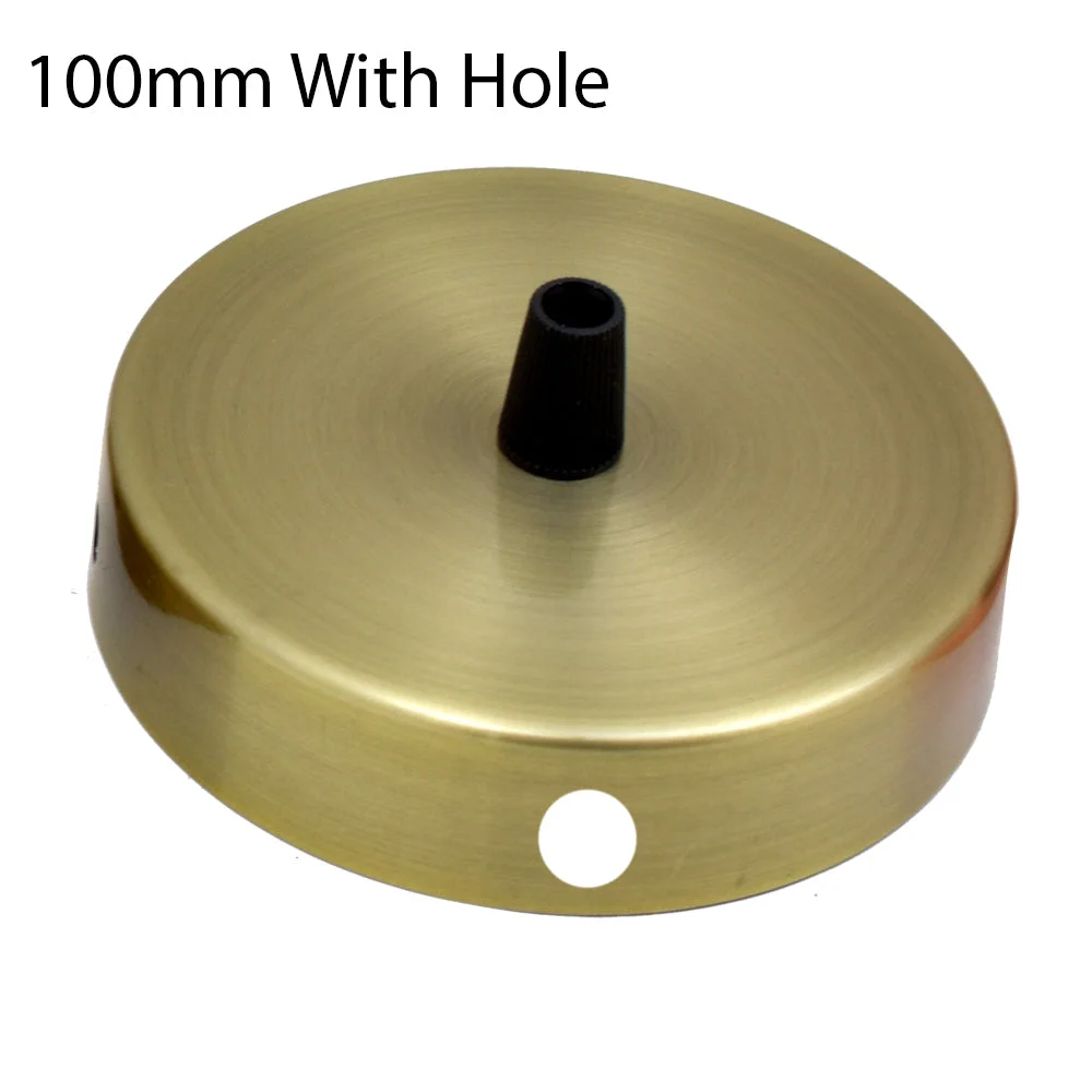 Round black side fitting ceiling rose with hole for light fitting, decorative ceiling element in 100mm size