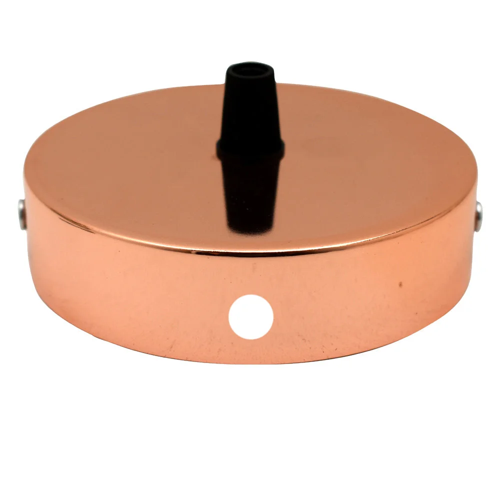 Black side fitting ceiling rose with round shape for mounting light fittings on ceilings