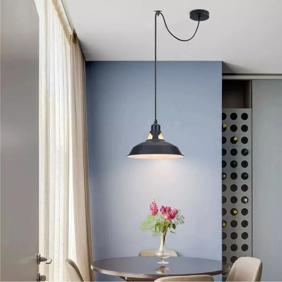 Black spider pendant lamp with half-head design, metal and PVC, adjustable 2m cable, suitable for E27 bulbs, indoor ceiling fitting