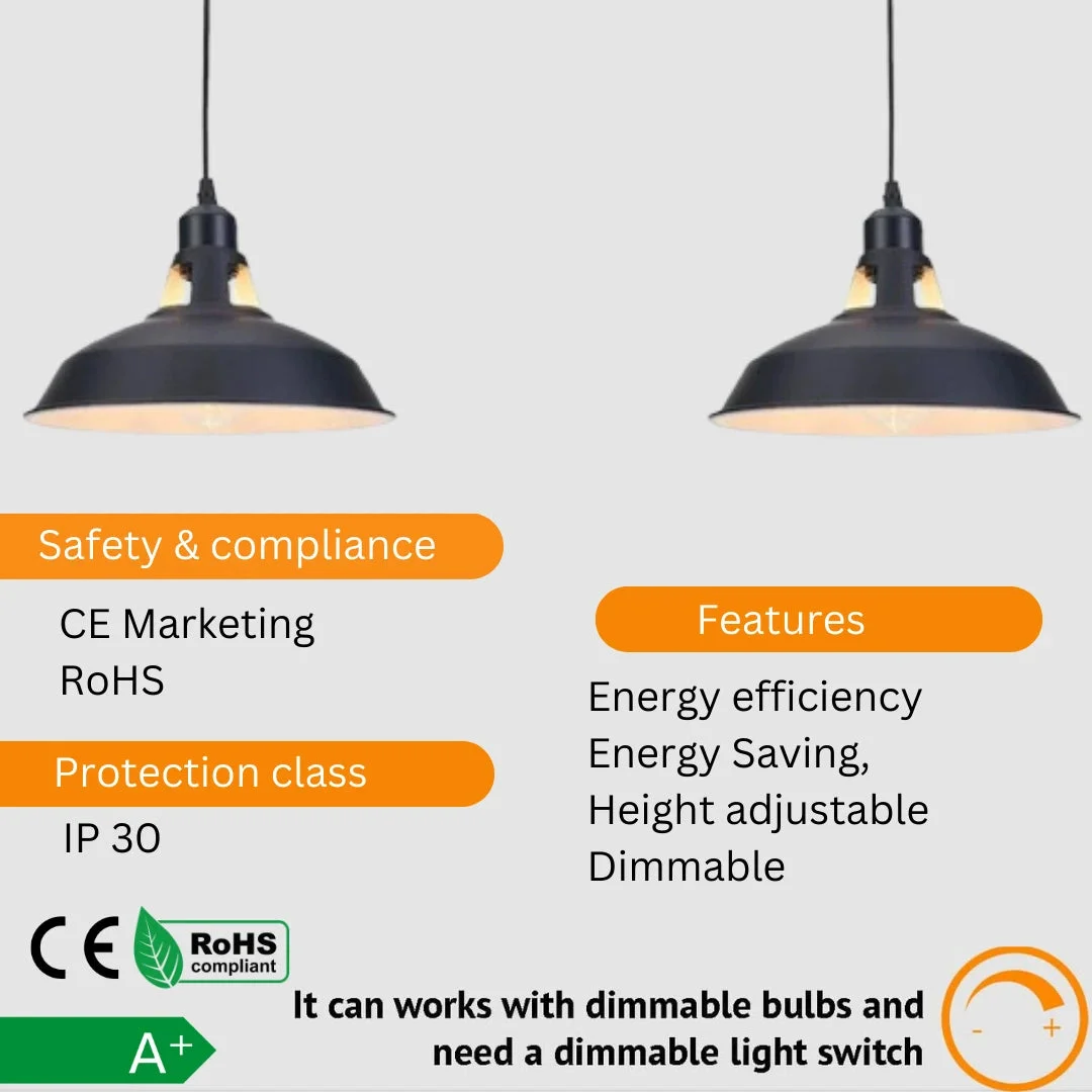 Black modern dimmable pendant lamp with half-head spider design, metal and PVC materials, 2m adjustable cable