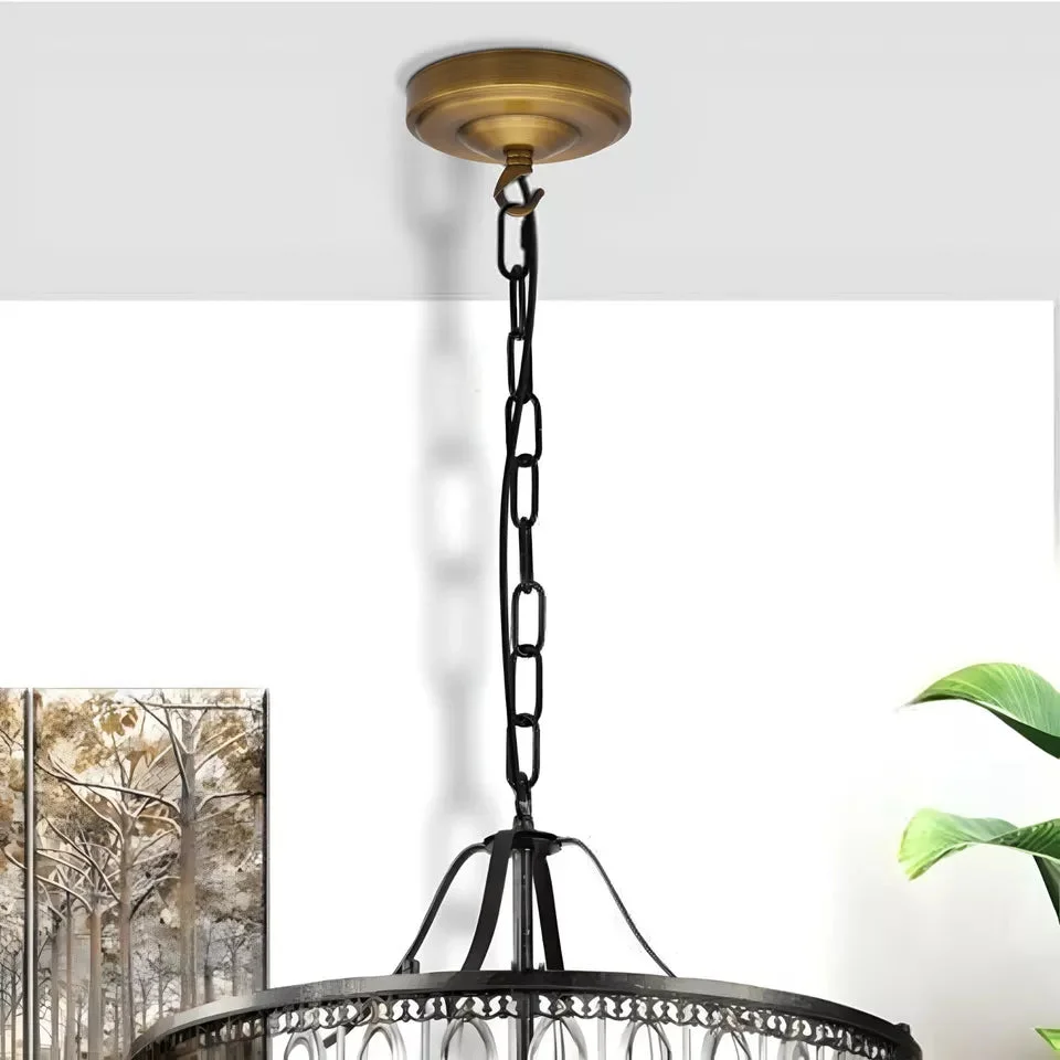 Vintage ceiling rose metal hook plate in antique style, 105x35mm, for hanging light fixtures indoors