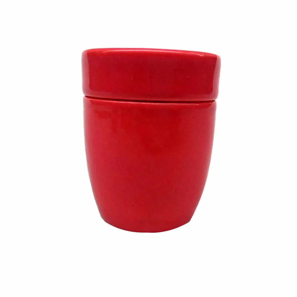 Retro porcelain lamp fitting with E27 red bulb holder, industrial style, 6 cm tall, 4.5 cm diameter, vintage design