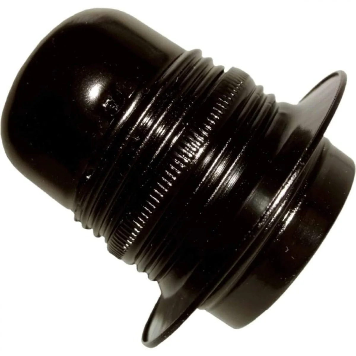 Black vintage threaded E27 socket lamp holder with metal construction and screw-terminal wiring connection, no bulb included