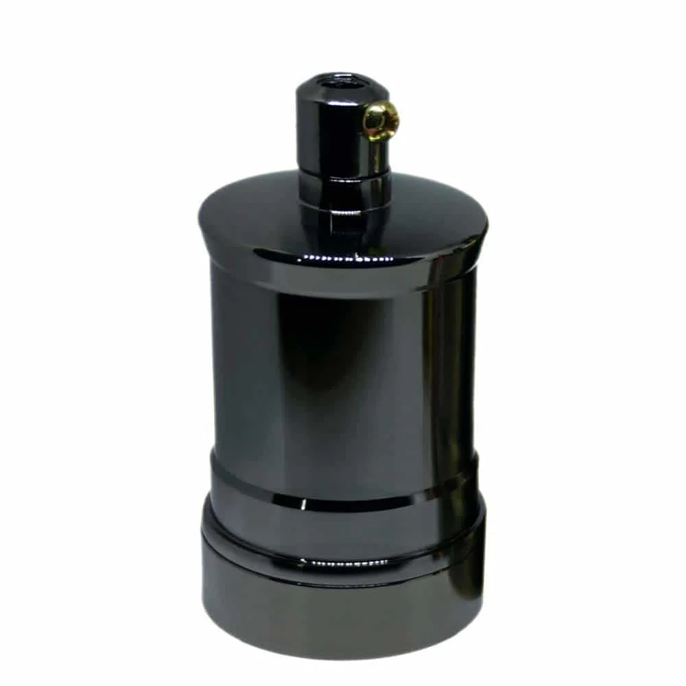 Black aluminum E27 socket lamp holder for vintage style lighting with exposed bulb fitting, industrial design