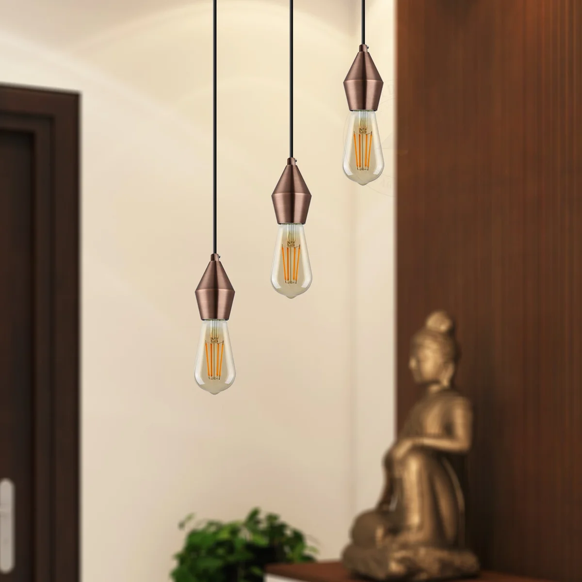 Copper vintage industrial E27 lamp holder with ceramic core and Edison screw base for pendant lighting