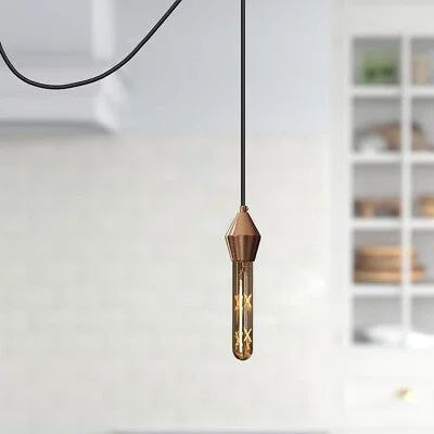 Copper pendant lamp holder with vintage industrial design, ceramic core, and E27 Edison screw base shown close-up