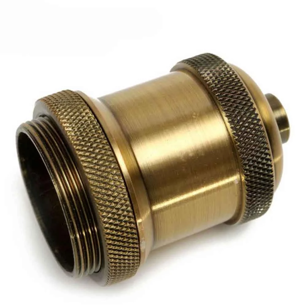 Yellow brass metal lamp holder E27 screw-on socket for vintage bulb with exposed design and aluminium material