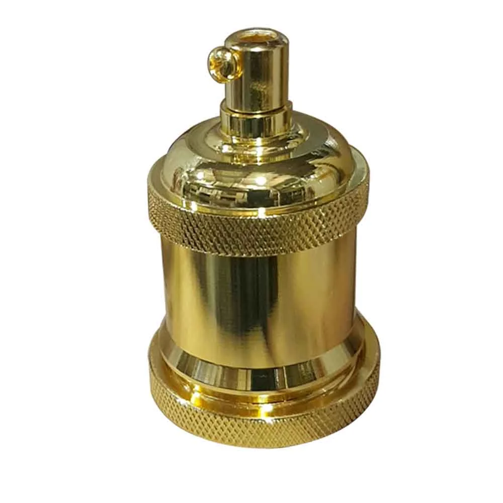 French gold lamp holder made of aluminum with E27 screw fitting for vintage Edison filament bulbs, antique metal finish
