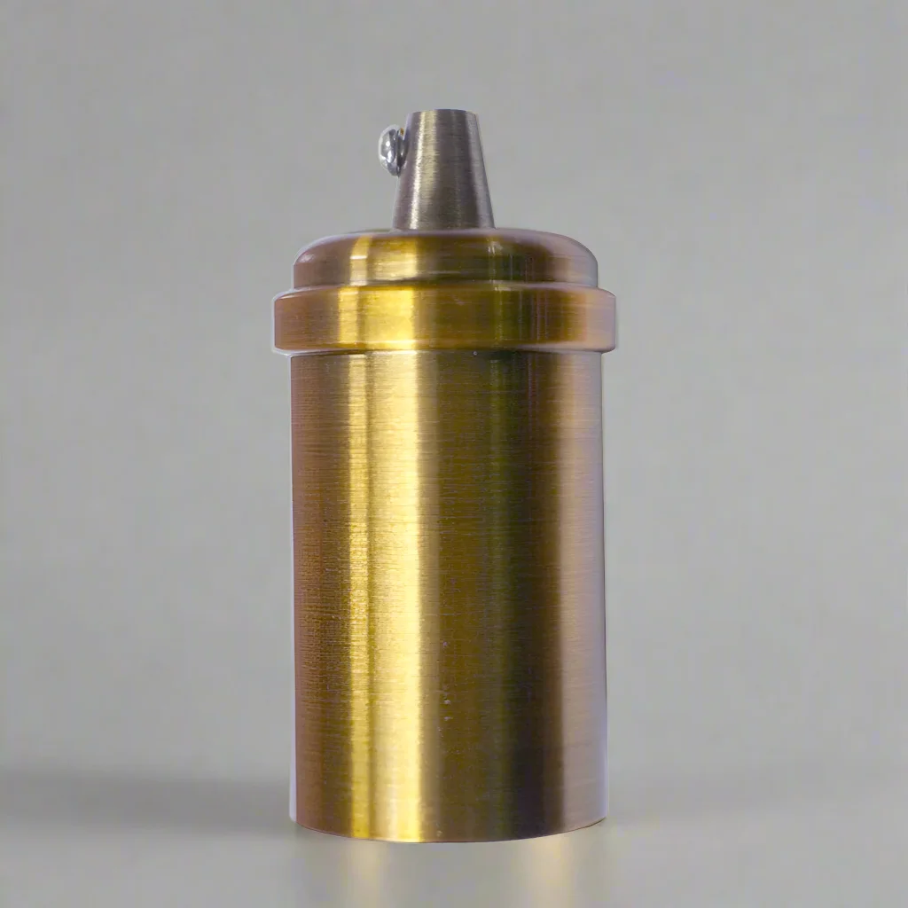 Yellow brass lamp holder with E27 socket, metal tube design for vintage Edison bulbs, suitable for 110-250V lighting fixtures