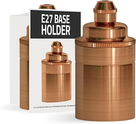 Rose gold copper E27 lamp holder with metal cord grip and removable shade collar, vintage industrial design