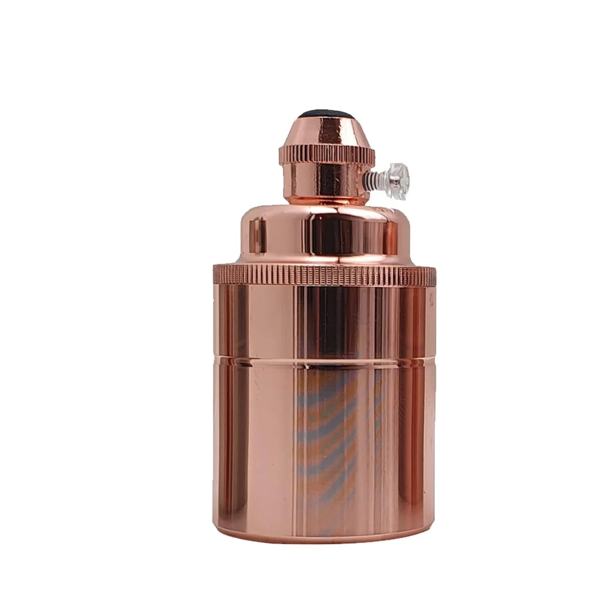 Rose gold copper CE certified lamp holder with E27 socket, removable collar ring, and metal cord grip for pendant lights