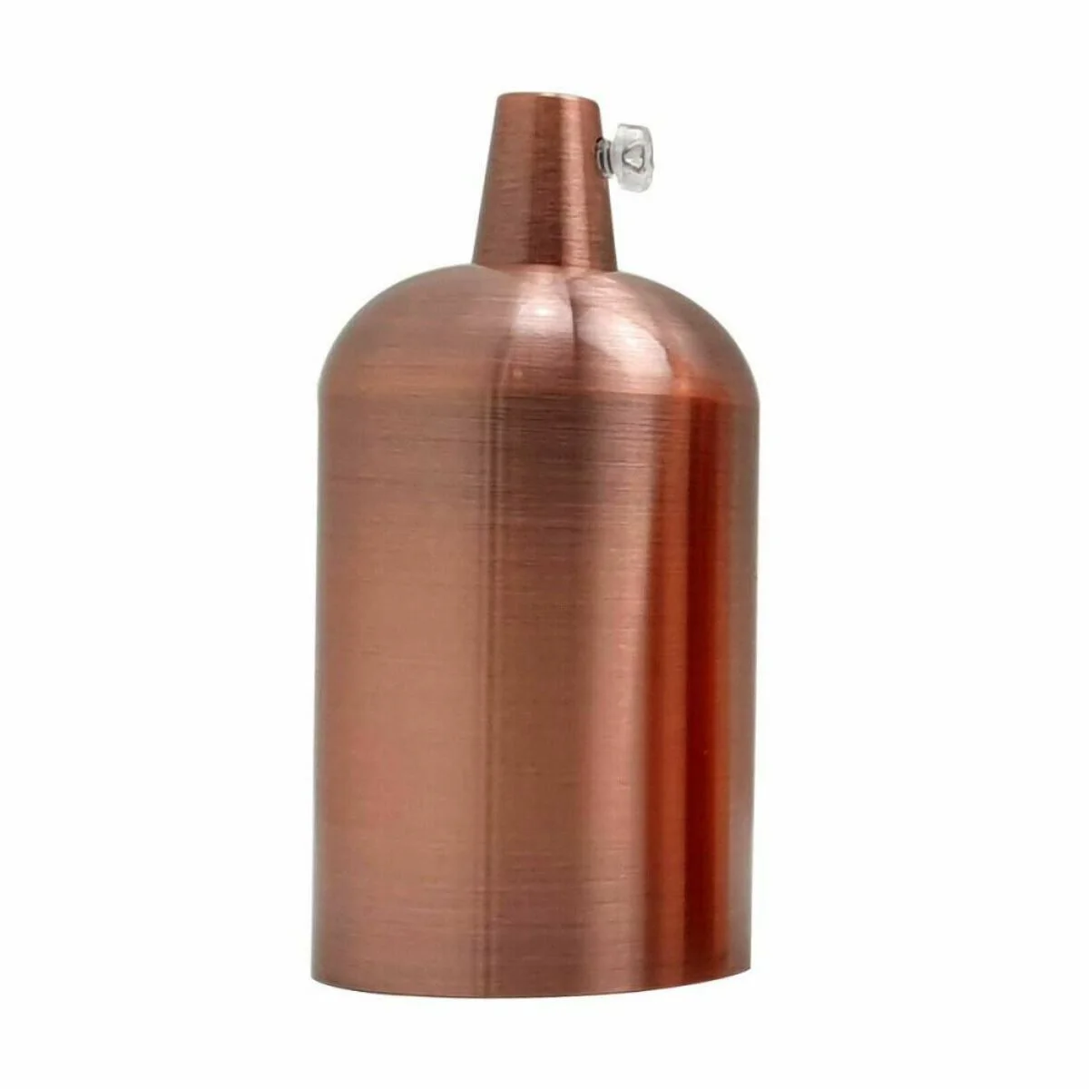 Rose gold copper E27 lamp holder with removable collar ring and metal cord grip, vintage industrial design
