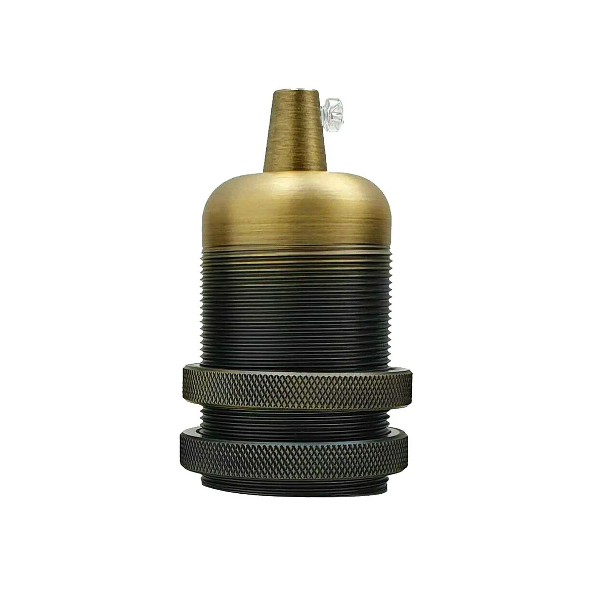 E27 bulb holder in satin black metal with industrial cord grip and screw security system for vintage lighting fixtures