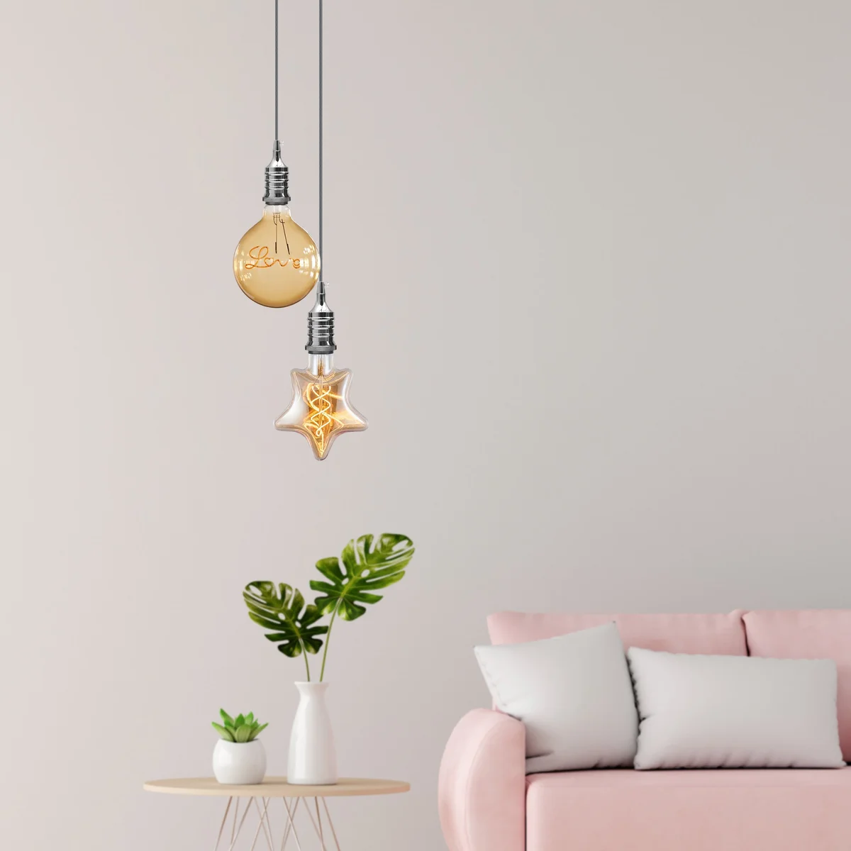 Chrome vintage industrial pendant lamp holder with E27 screw base and metal construction, ideal for indoor lighting.