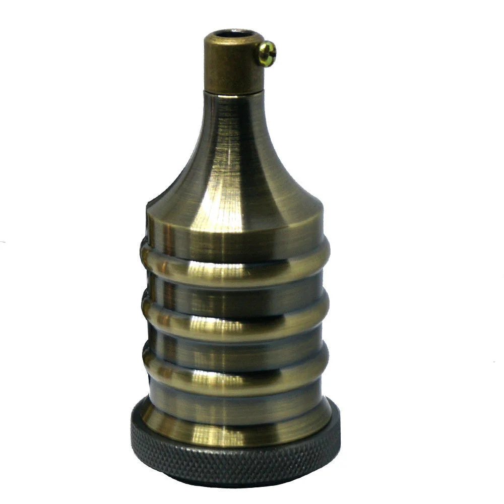 Copper industrial pendant lamp socket with E27 base, metal vintage design, shown against white background