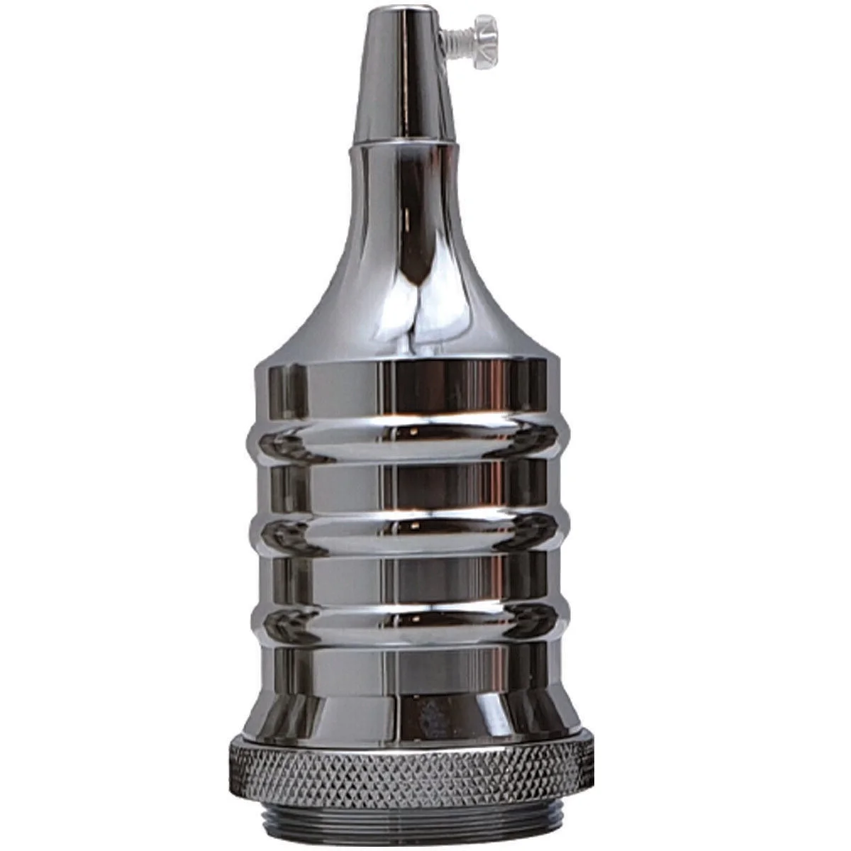 Close-up of rose gold heat resistant bulb socket with E27 metal vintage lamp holder design