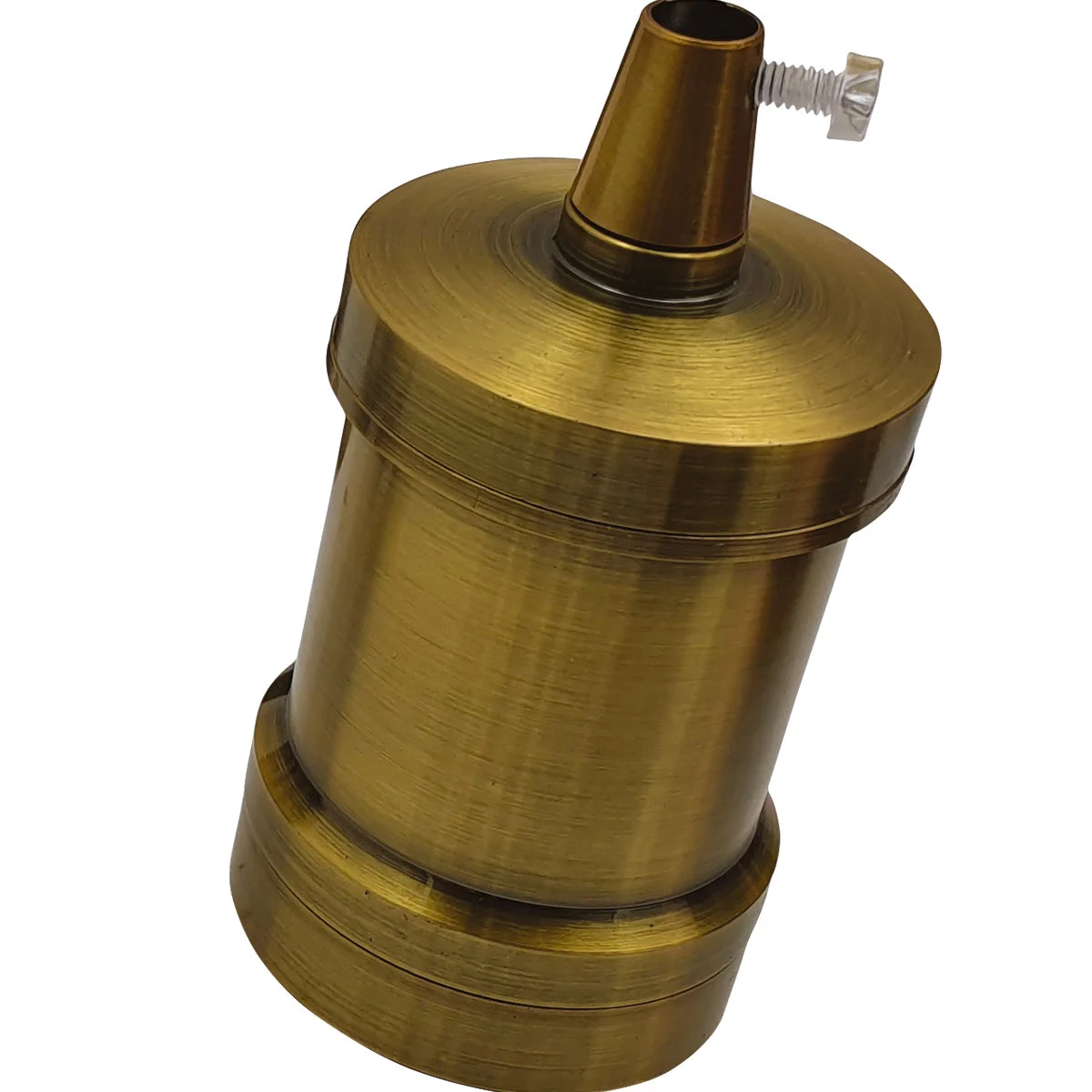Copper vintage bulb holder with E27 socket, metal build, and removable lampshade collar for easy fitting