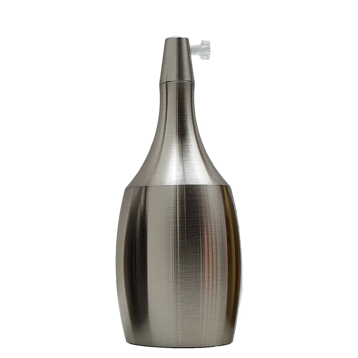 Satin nickel metal vintage lamp holder with exposed bulb socket, E27 screw base, 12cm tall