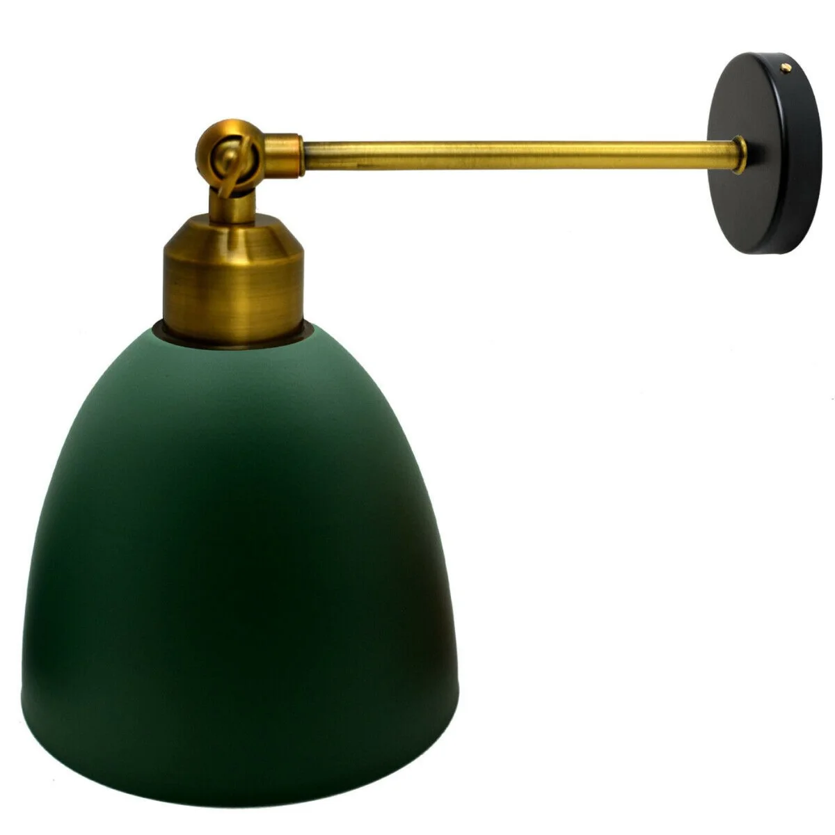 Modern ceiling light shade in green metal, 150mm diameter, white interior, industrial style, easily fitted without wiring