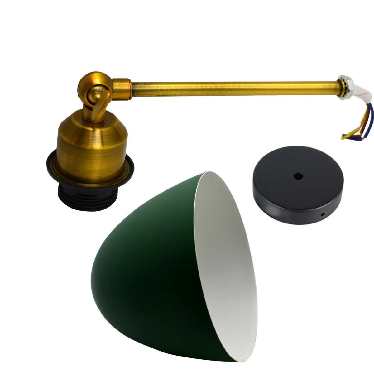 Modern metal wall light shade with painted finish, white interior, 130 mm tall, 150 mm diameter, industrial style