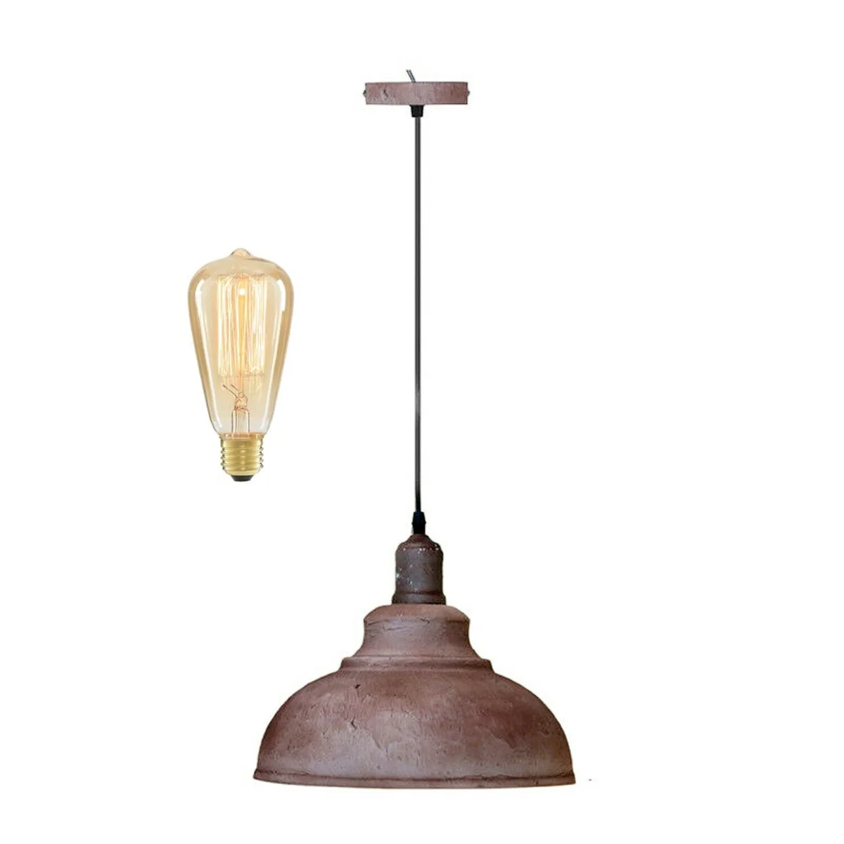 Metal industrial pendant light with clay shade, 29 cm diameter, 22 cm height, adjustable line, bulb included