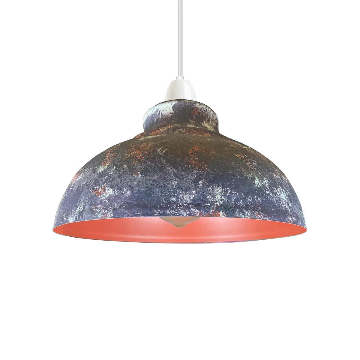 Metal vintage industrial pendant lamp with E27 bulb pendant, clay shade, 29 cm dia., 22 cm high, 105 cm line.