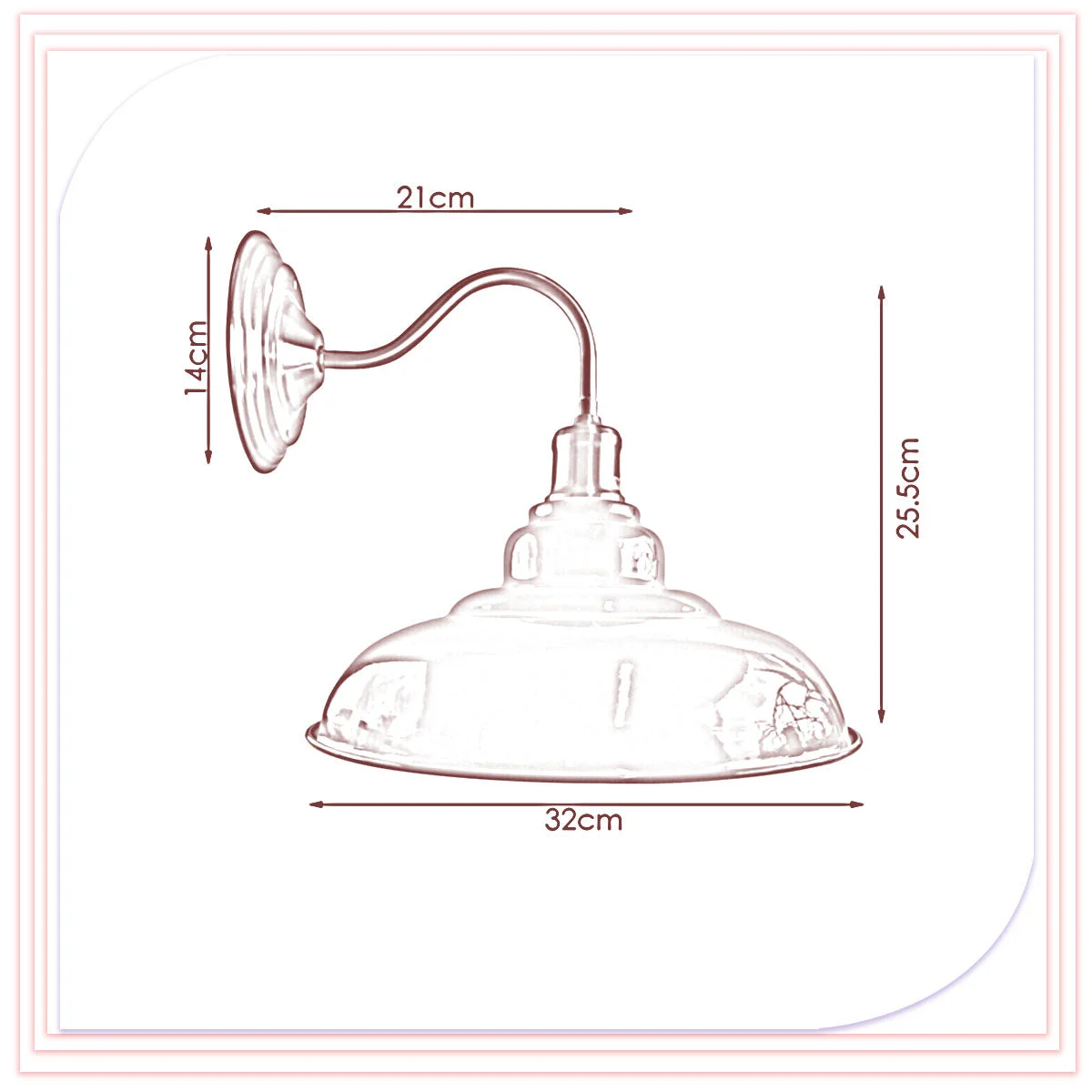 Blue matte E27 wall light fitting with white inner hood, metal construction, 32 cm diameter, modern industrial design.