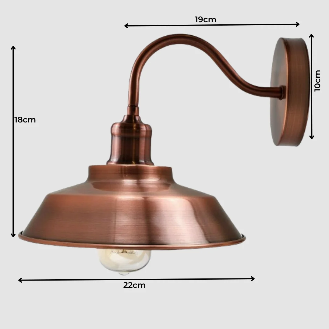 Copper finish retro bowl sconces, matte finish, white inside hood, featuring an E27 wall light socket