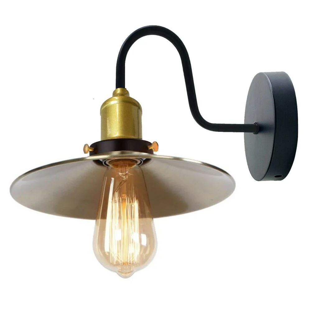 green brass metal wall lampshade with matte finish cone pendant hanging with white interior, 22cm diameter, industrial style