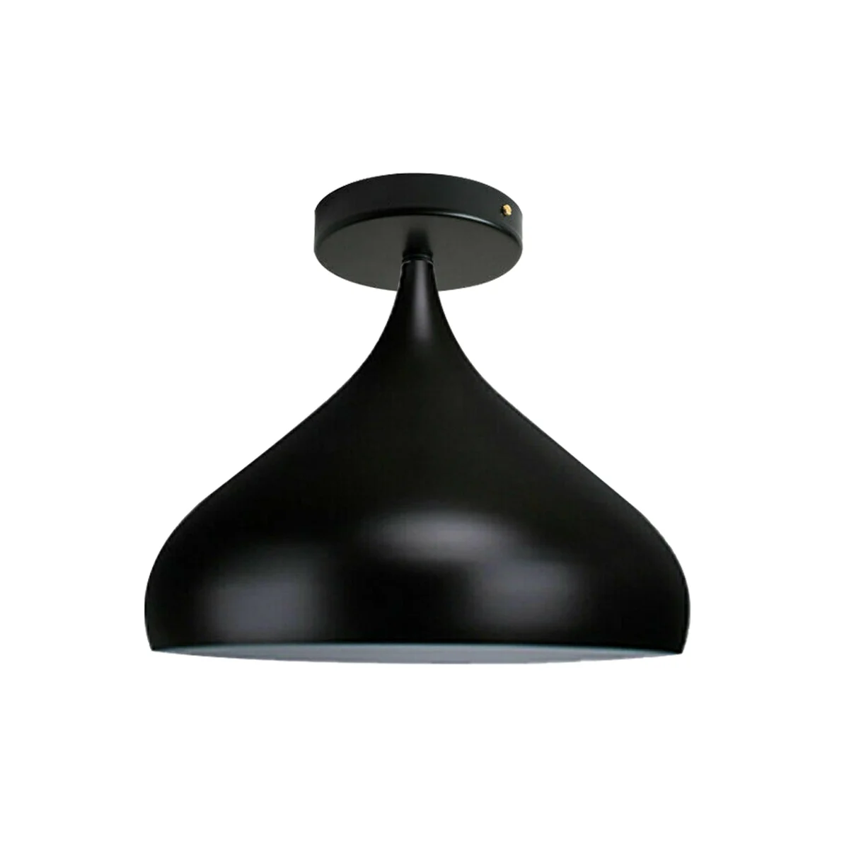 Flush mount pendant lamp with black metal cage base, 31.5 cm shade, corded modern ceiling design