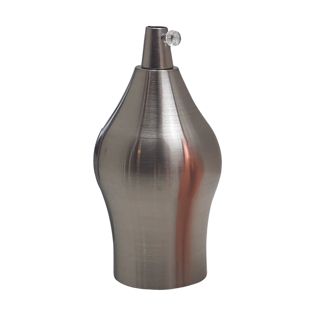 Satin nickel E27 lamp bulb holder, metal housing, dimensions ~88x40mm, screw‑on base, portable