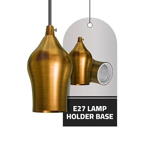 E27 bulb socket lamp holder, metal yellow brass design, 88x40mm size with screw‑type base