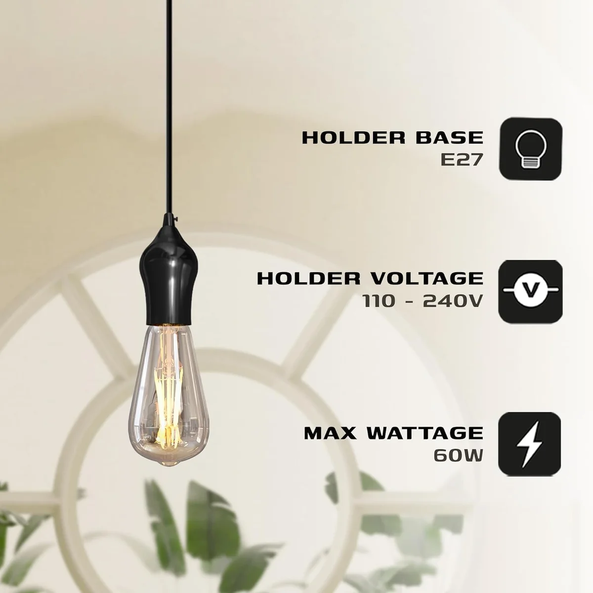 Yellow brass metal lamp holder, 88x40 mm with screw‑on E27 base, vintage style.