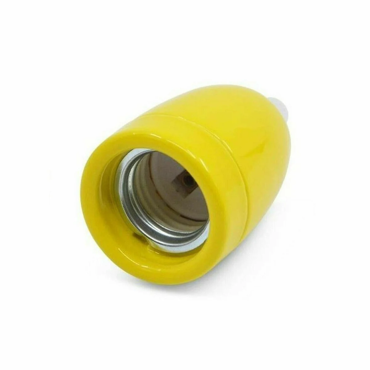 Robust metal bulb socket in black, featuring E27 screw fitting and a 10mm cord grip, industrial style.