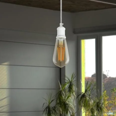 Vintage E27 Edison screw holder in industrial metallic finish, showcasing antique design and durable metal construction.