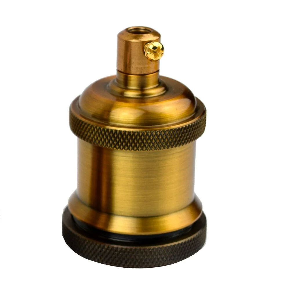 Vintage E27 lamp holder with industrial metal finish, ideal for antique-style pendant lights.