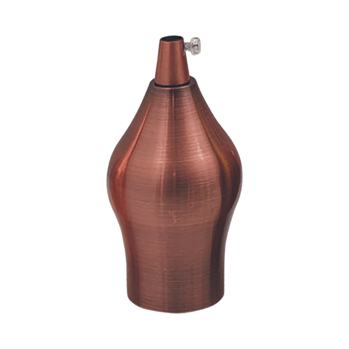 Copper lamp holder with E27 socket, metal cord grip, vintage industrial design.