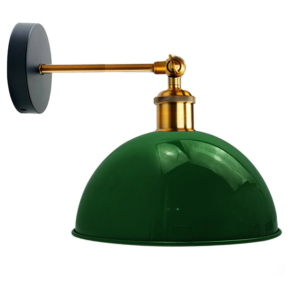 Green dome shade light in thickened metal wall sconce cage, 21cm diameter, for living room or dining room