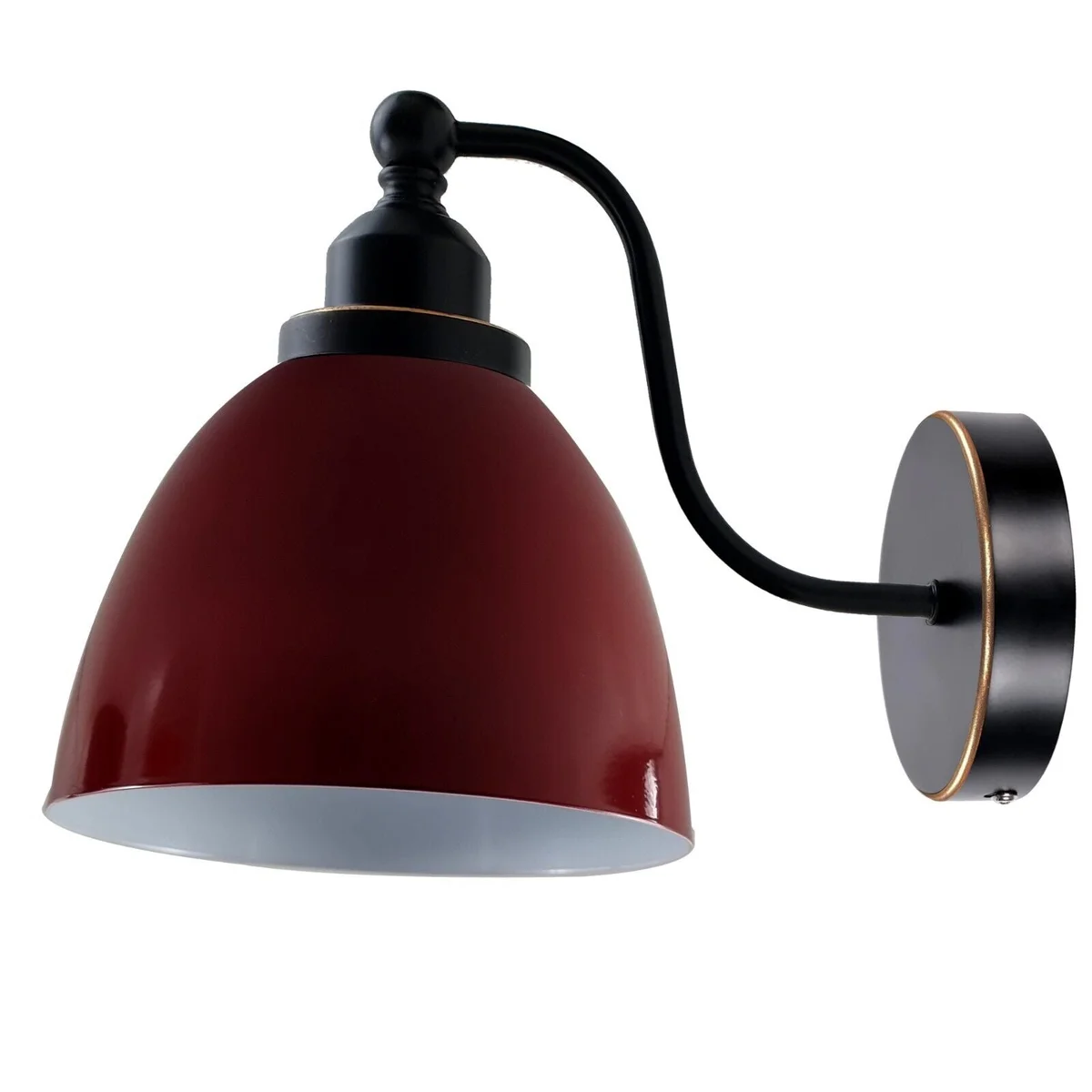 Modern industrial wall light with metal frame adjustable arm, metal lampshade, bolted to a 10cm rose – sleek minimalist design.