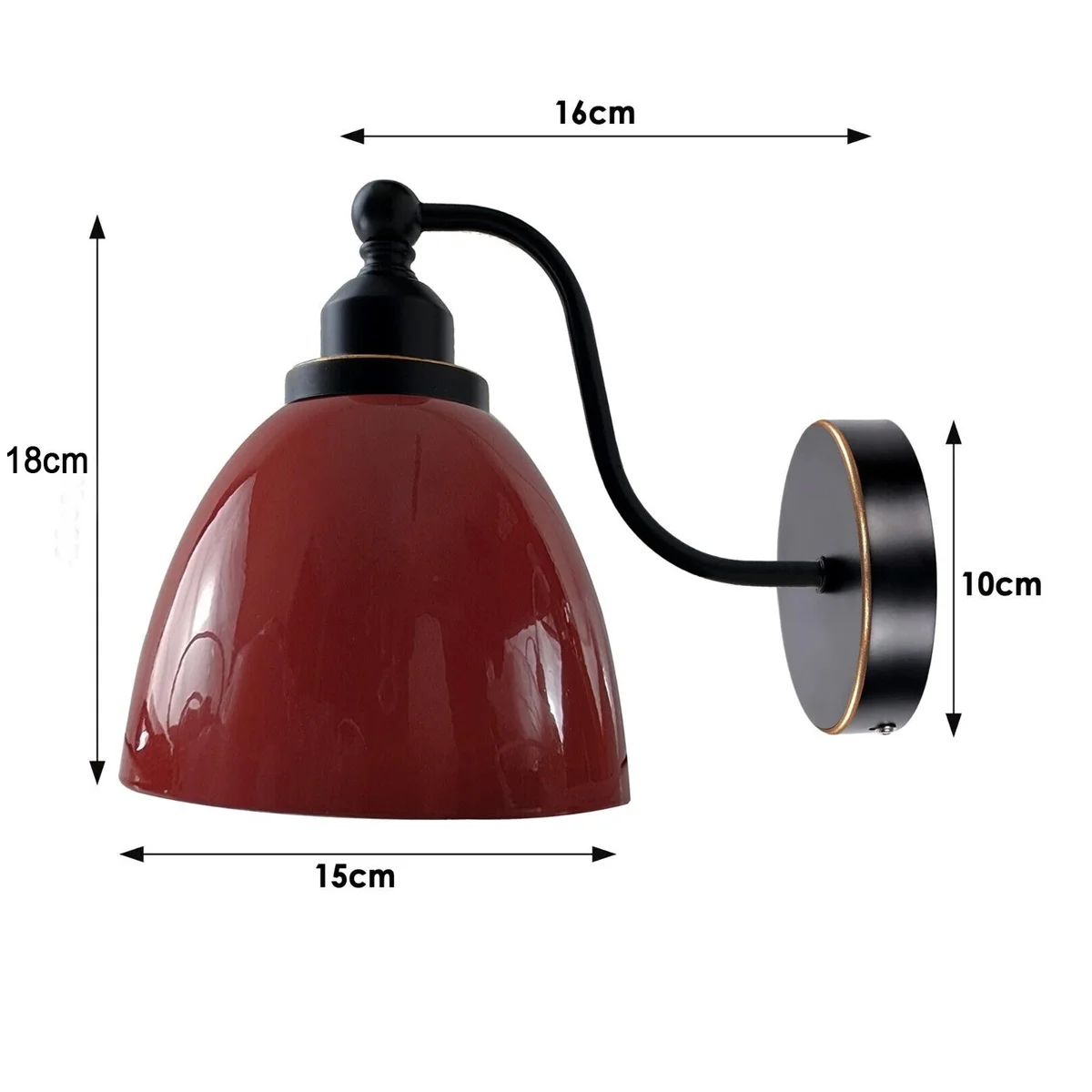 Modern dimmable metal wall light with adjustable arm, slim metal shade, mounted on 10cm ceiling rose, industrial style