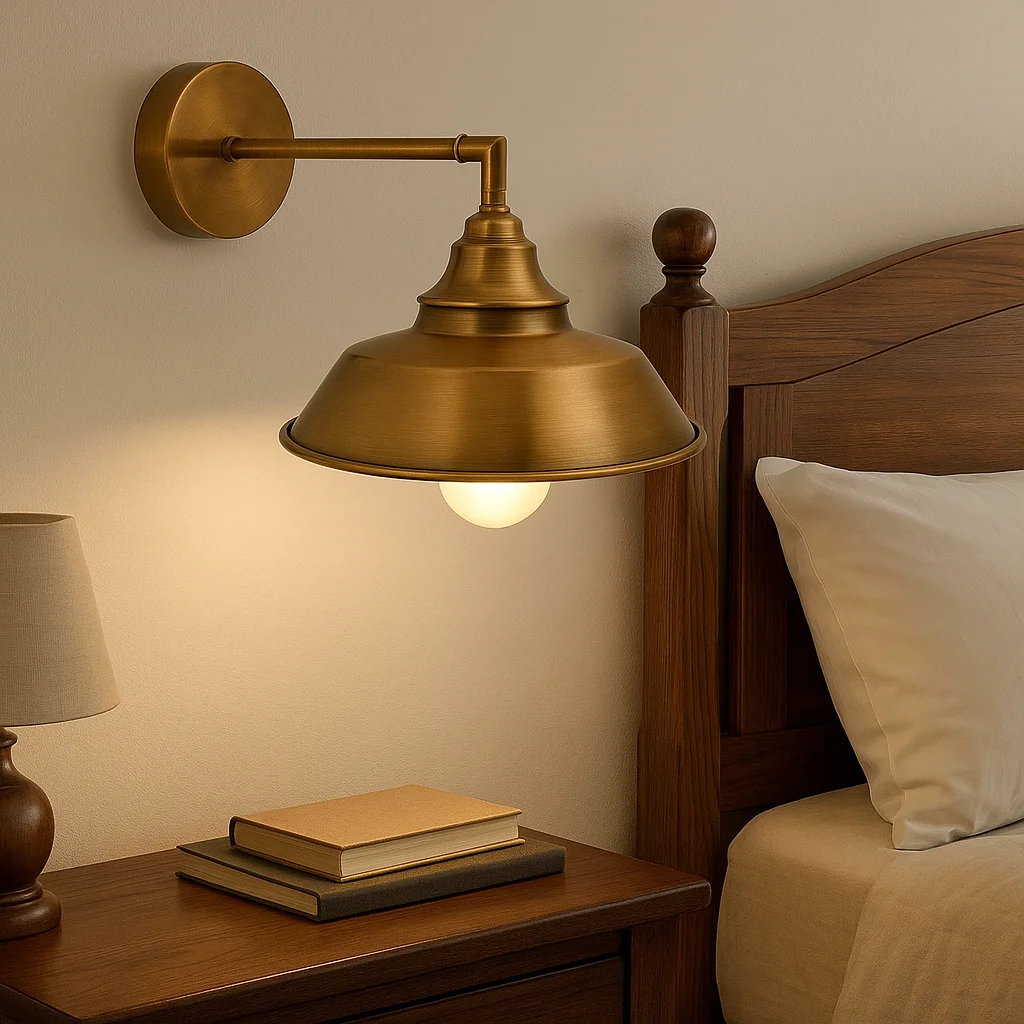 Vintage wall sconces with metal base and screen, satin nickel finish, 22cm shade, wall mounted for indoor use