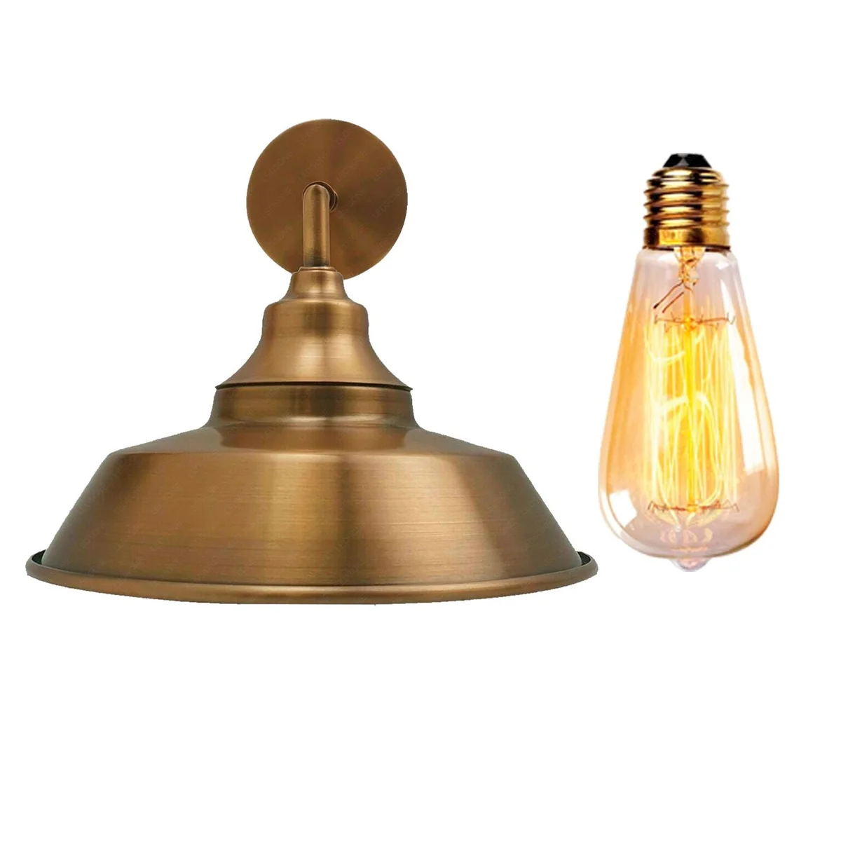 Sleek metal wall sconce featuring a 22cm shade, satin nickel finish, brass arm – vintage wall sconces.