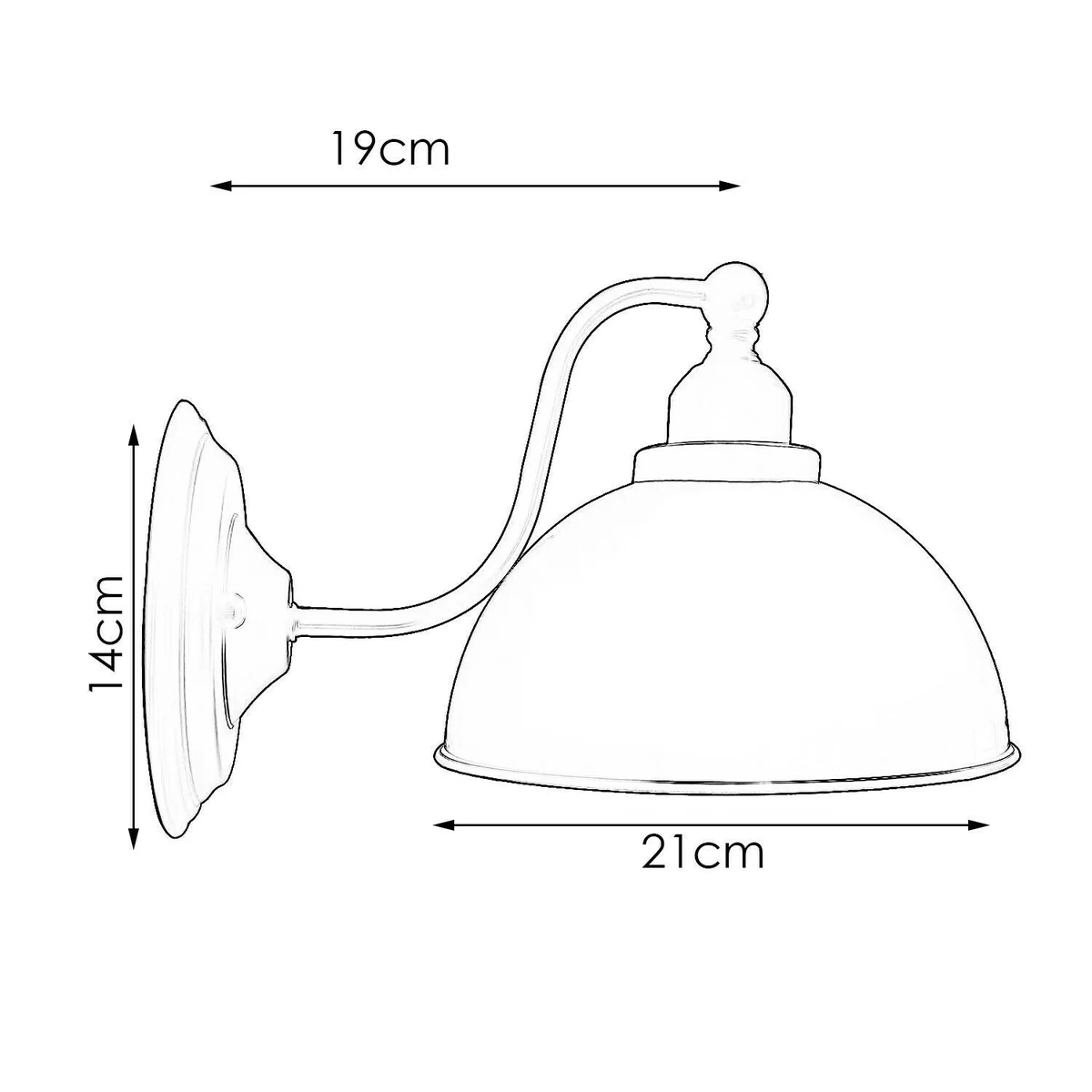 Grey wall sconce with dome metal shade, vintage industrial style, E27 holder, and mounting hardware attached to wall.