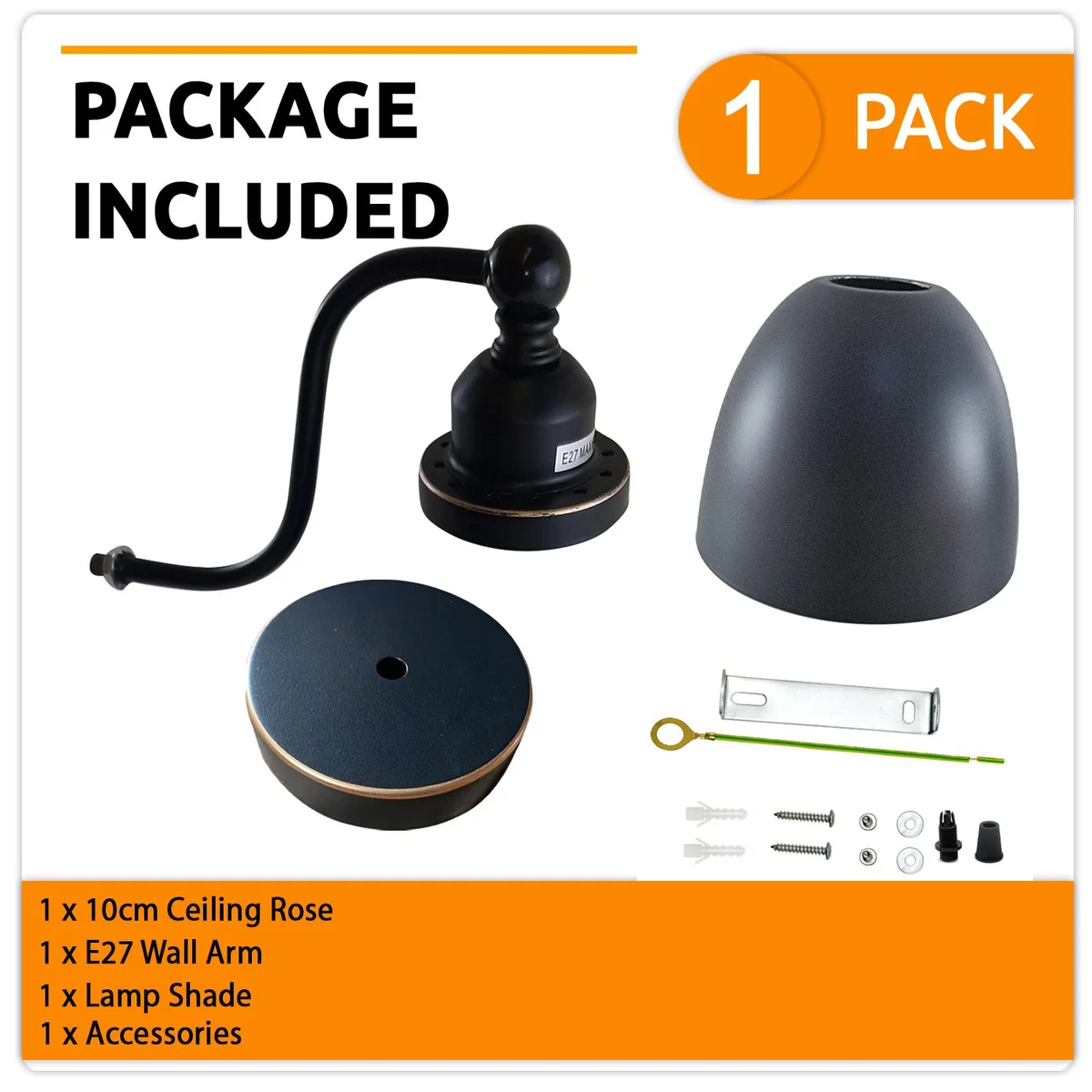 Black ceiling rose mounts a swan‑shaped metal arm with a white shade, a classic vintage metal arm wall light