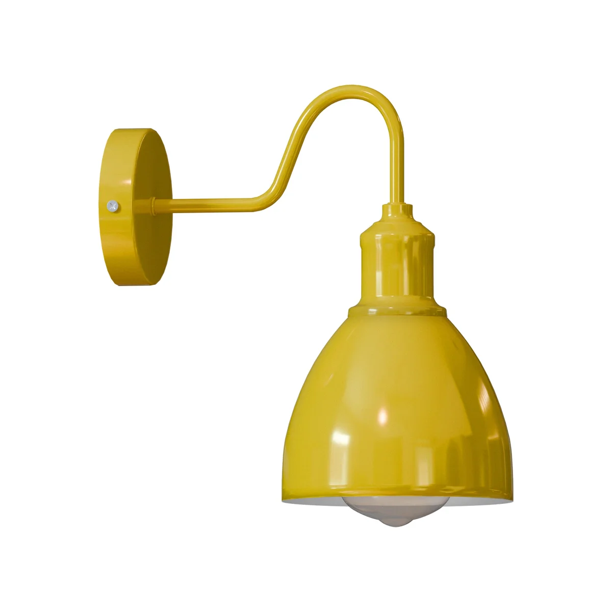 Vintage wall sconce with metal body, oval black shade, E27 base, 60W lamp, worn industrial look.