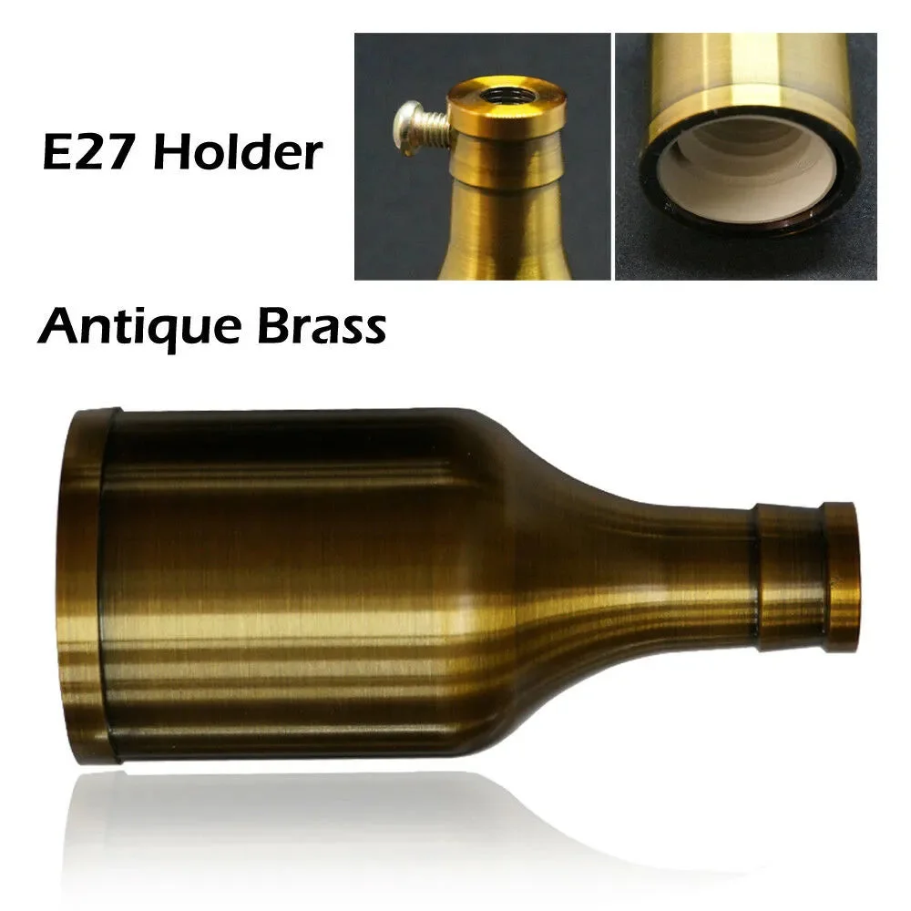 Metal vintage bulb holder with exposed E27 socket, suitable for indoor use, designed for home lighting fixtures.