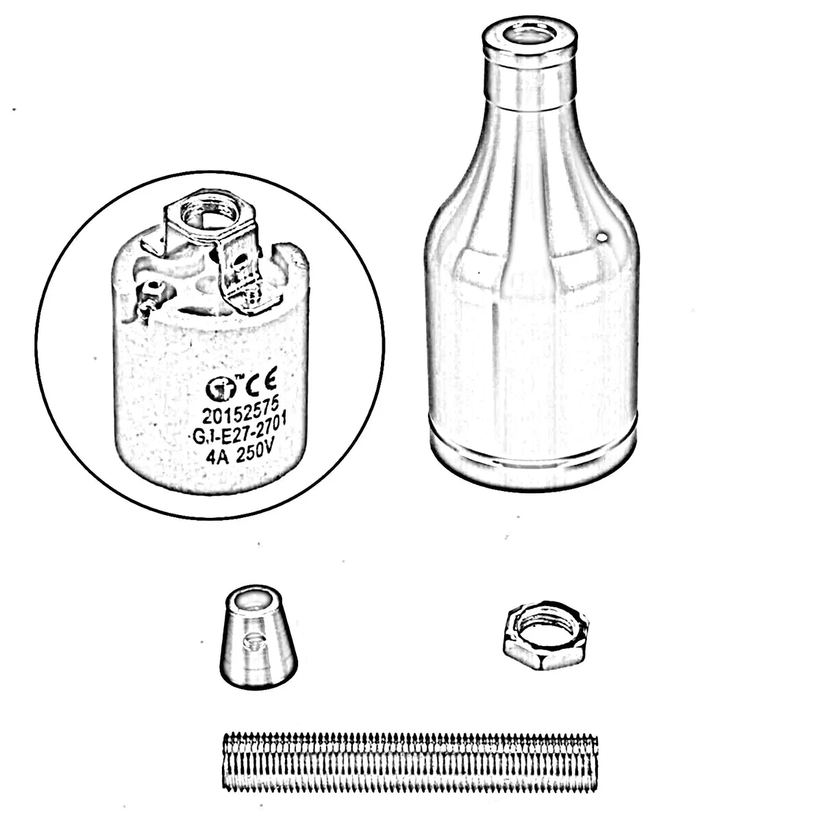 Metal E27 bulb holder with exposed vintage bulb, a classic choice for vintage style lighting